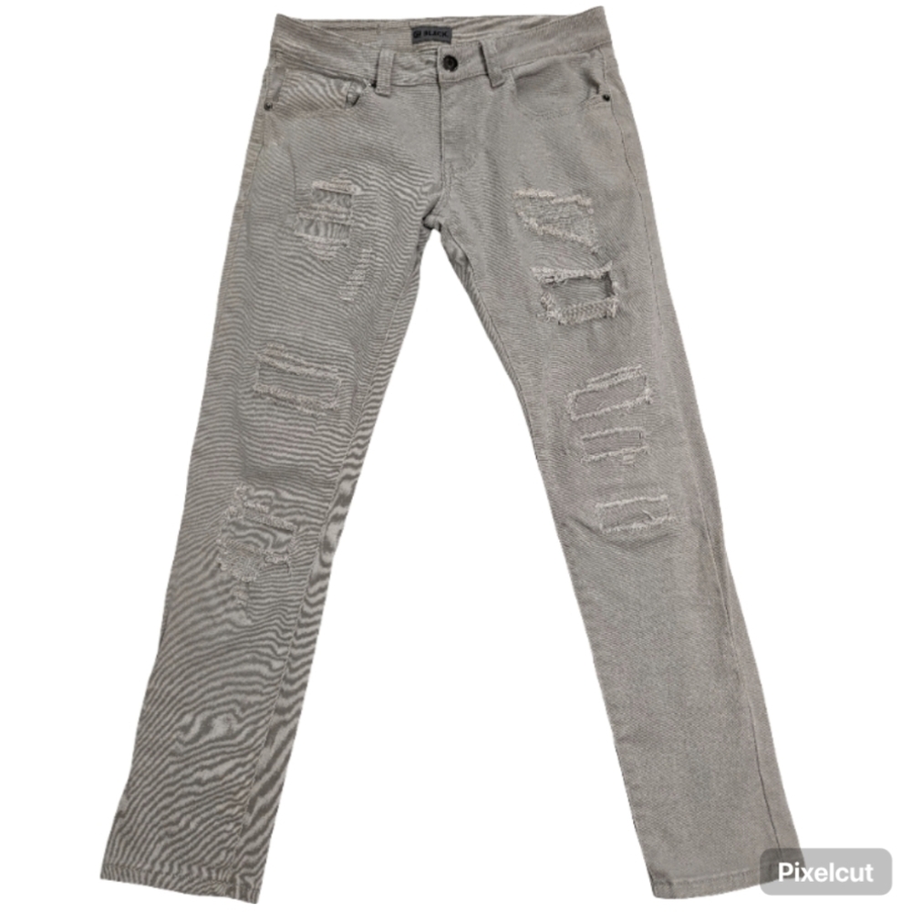 BLACK Brand Men's Gray Distressed Skinny Flex Jeans